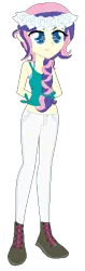 Size: 177x562 | Tagged: safe, artist:weaselbeez, derpibooru import, oc, unofficial characters only, equestria girls, arm behind back, braided ponytail, floral head wreath, flower, magical lesbian spawn, next generation, offspring, parent:fluttershy, parent:rarity, parents:flarity, solo