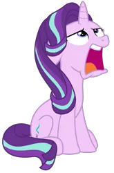 Size: 1403x2128 | Tagged: artist:sketchmcreations, derpibooru import, every little thing she does, faic, groan, looking up, open mouth, safe, simple background, sitting, solo, starlight glimmer, transparent background, vector