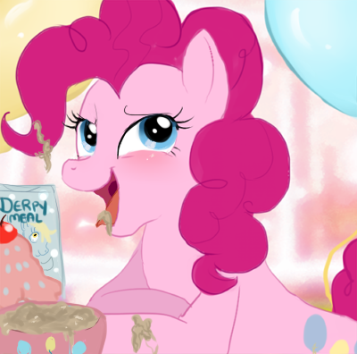 Size: 400x396 | Tagged: safe, artist:pinkamina-diane-pie, derpibooru import, pinkie pie, artifact, balloon, bowl, food, oatmeal, oats, solo, tongue out