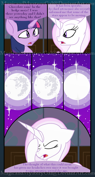 Size: 860x1600 | Tagged: safe, artist:magicandmysterygal, derpibooru import, fleur-de-lis, twilight sparkle, comic:long night wild night, comic, mare in the moon, moon