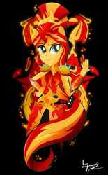 Size: 600x968 | Tagged: safe, artist:ii-art, derpibooru import, sunset shimmer, equestria girls, legend of everfree, beautiful, crystal guardian, fiery shimmer, fire, ponied up, solo