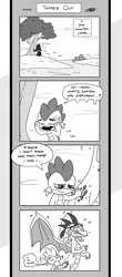 Size: 1024x2329 | Tagged: accidentally, artist:loreto-arts, blushing, comic, comic:friendship is innuendo, derpibooru import, dragon, imminent death, monochrome, now you fucked up, plot, princess ember, spike, suddenly ember, suggestive, this will end in death, this will end in pain, this will end in pain and/or tears and/or death, this will end in tears and/or death