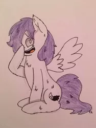 Size: 384x512 | Tagged: safe, artist:kryptorthekreator, derpibooru import, oc, oc:havok izumoshi, unofficial characters only, pegasus, pony, insanity, looking at you, solo, traditional art