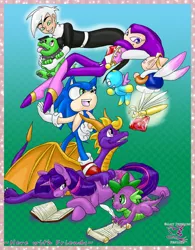 Size: 1024x1310 | Tagged: artist:feniiku, crossover, cujo, danny phantom, derpibooru import, nightopian, nights, nights into dreams, safe, sonic the hedgehog, sonic the hedgehog (series), sparx, spike, spyro the dragon, twilight sparkle