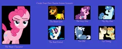 Size: 1355x549 | Tagged: suggestive, derpibooru import, cheese sandwich, party favor, pinkie pie, pokey pierce, pound cake, pumpkin cake, sugar belle, vinyl scratch, pony, bisexual, female, harem, lesbian, male, mare, meme, pinkie pie gets all the mares, pinkie pie gets all the stallions, shipping, straight