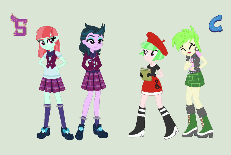 Size: 1102x742 | Tagged: safe, artist:obeliskgirljohanny, derpibooru import, cherry crash, drama letter, melon mint, watermelody, zephyr, equestria girls, friendship games, background human