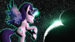 Size: 1920x1080 | Tagged: safe, artist:powdan, derpibooru import, starlight glimmer, alicorn, pony, 3d, alicornified, gmod, looking at you, magic, planet, race swap, space, starlicorn, xk-class end-of-the-world scenario