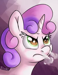 Size: 499x644 | Tagged: safe, artist:swiftsketchpone, derpibooru import, sweetie belle, angry, expression, filly, snorting, solo, wingding eyes