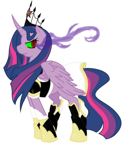 Size: 1236x1420 | Tagged: safe, artist:dubsteppegasister, derpibooru import, twilight sparkle, twilight sparkle (alicorn), alicorn, pony, corrupted, corrupted twilight sparkle, dark magic, magic, simple background, solo, sombra eyes, transparent background, tyrant sparkle