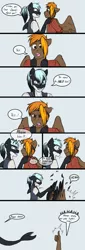 Size: 1024x3020 | Tagged: anthro, anthro oc, artist:blackblood-queen, comic, derpibooru import, dialogue, freckles, hybrid, oc, oc:mako, oc:singe, orca pony, original species, pegasus, reference, shrek, suggestive, unofficial characters only