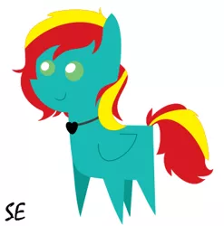 Size: 357x361 | Tagged: safe, artist:megabyte1835, derpibooru import, oc, oc:terabyte, unofficial characters only, pegasus, pony, blank flank, blind, chibi, female, filly, happy, simple background, solo