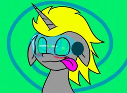 Size: 540x396 | Tagged: suggestive, artist:askhypnoswirl, derpibooru import, oc, unofficial characters only, pony, unicorn, blushing, hypnogear, hypnosis, solo, tech control, tongue out