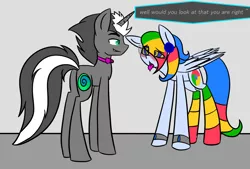 Size: 1280x864 | Tagged: suggestive, artist:askhypnoswirl, derpibooru import, oc, oc:google chrome, oc:hypno swirl, unofficial characters only, pegasus, pony, unicorn, blushing, browser ponies, dialogue, hypnogear, hypnosis, tech control, tongue out