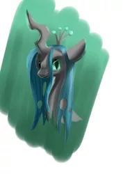 Size: 1024x1450 | Tagged: safe, artist:bluestreakfus, derpibooru import, queen chrysalis, changeling, changeling queen, bust, female, portrait, solo