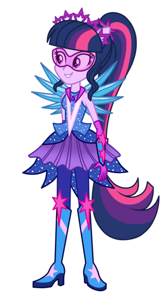 Size: 2000x3500 | Tagged: safe, artist:mixiepie, derpibooru import, sci-twi, twilight sparkle, equestria girls, legend of everfree, boots, clothes, crystal guardian, crystal wings, geode of telekinesis, glasses, high heel boots, magical geodes, ponied up, ponytail, scitwilicorn, simple background, smiling, solo, sparkles, transparent background, vector, wings