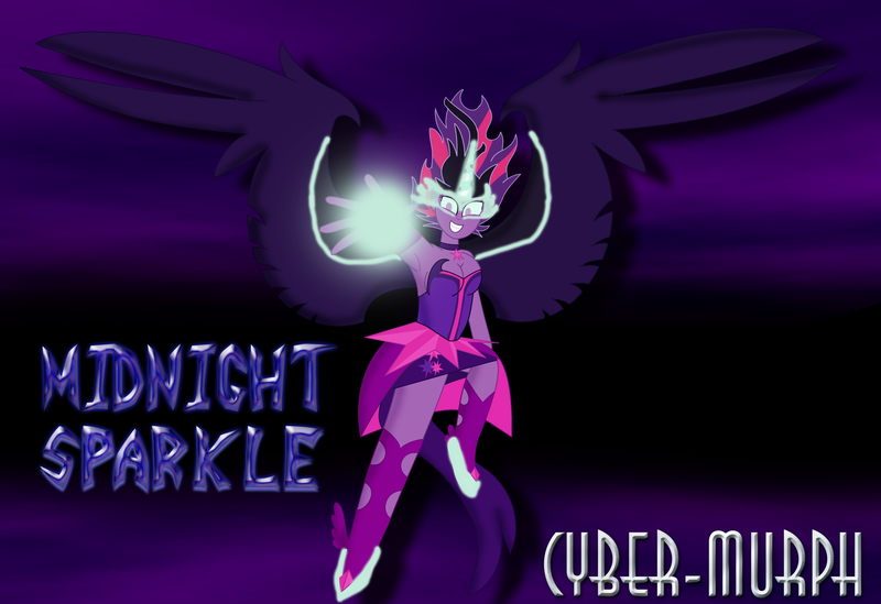 Size: 5311x3647 | Tagged: safe, artist:cyber-murph, derpibooru import, sci-twi, twilight sparkle, equestria girls, friendship games, armpits, breasts, cleavage, clothes, energy blast, female, midnight sparkle, solo, wings