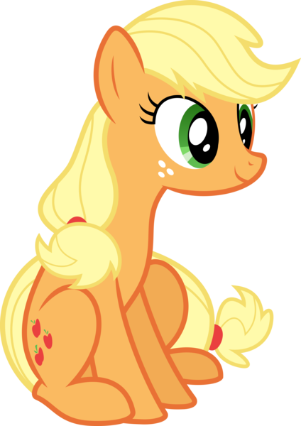 Size: 7374x10425 | Tagged: absurd resolution, applejack, artist:kevinerino, derpibooru import, hatless, leap of faith, missing accessory, safe, simple background, sitting, solo, .svg available, transparent background, vector