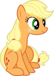 Size: 7374x10425 | Tagged: absurd resolution, applejack, artist:kevinerino, derpibooru import, hatless, leap of faith, missing accessory, safe, simple background, sitting, solo, .svg available, transparent background, vector