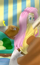 Size: 3000x4800 | Tagged: safe, artist:helgabuttercup, derpibooru import, fluttershy, human, snake, clothes, couch, humanized, solo