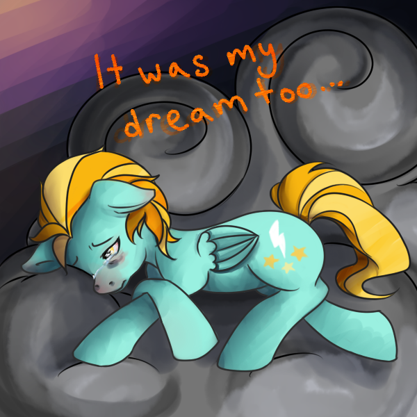 Size: 600x600 | Tagged: artist:ringettechic7, ask downer dust, caption, crying, dark clouds, derpibooru import, heartbreak, lightning dust, sad, safe, solo, tearjerker, tumblr