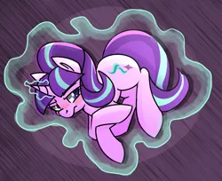 Size: 2158x1761 | Tagged: safe, artist:themodpony, deleted from derpibooru, derpibooru import, starlight glimmer, pony, unicorn, bangs, blushing, glowing horn, huffy, purple, solo