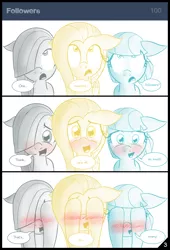 Size: 1280x1877 | Tagged: artist:thealjavis, ask the shy-tri, blushing, cocobetes, coco pommel, colored pupils, covering eyes, cute, derpibooru import, dialogue, floppy ears, fluttershy, marblebetes, marble pie, milestone, open mouth, safe, shyabetes, simple background, speech bubble, the council of shy ponies, trio, tumblr, white background