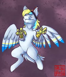 Size: 1704x2000 | Tagged: artist:rattlesire, beanie, derpibooru import, grin, hat, hippogriff, looking down, oc, oc:cirrus sky, safe, smiling, solo, talons, unofficial characters only