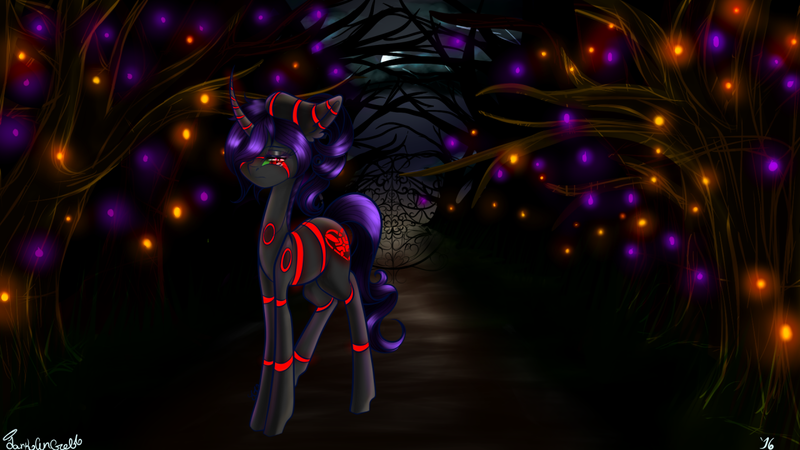 Size: 1280x720 | Tagged: safe, artist:darkangel-alphawolf, derpibooru import, oc, oc:raribot, unofficial characters only, pony, robot, robot pony, darkness, darkside, evil, night, raribot