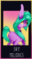 Size: 526x969 | Tagged: safe, artist:xxmissteaxx, derpibooru import, oc, oc:melody shy, unofficial characters only, impossibly large ears, solo