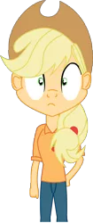 Size: 2000x4778 | Tagged: applejack, artist:michaelsety, derpibooru import, every little thing she does, fiducia compellia, human, humanized, hypnosis, hypnotized, looking at you, safe, scene interpretation, simple background, solo, transparent background, wide eyes