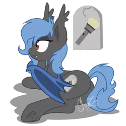 Size: 1600x1600 | Tagged: safe, artist:dr-whiskey, artist:mr-chaoz, derpibooru import, oc, oc:graveyard shift, unofficial characters only, bat pony, pony, plot, prone, solo