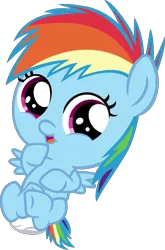 Size: 3000x4544 | Tagged: safe, artist:mlpcompilation, derpibooru import, rainbow dash, pony, absurd resolution, baby, baby dash, baby pony, cute, dashabetes, diaper, foal, simple background, solo, transparent background, vector, weapons-grade cute