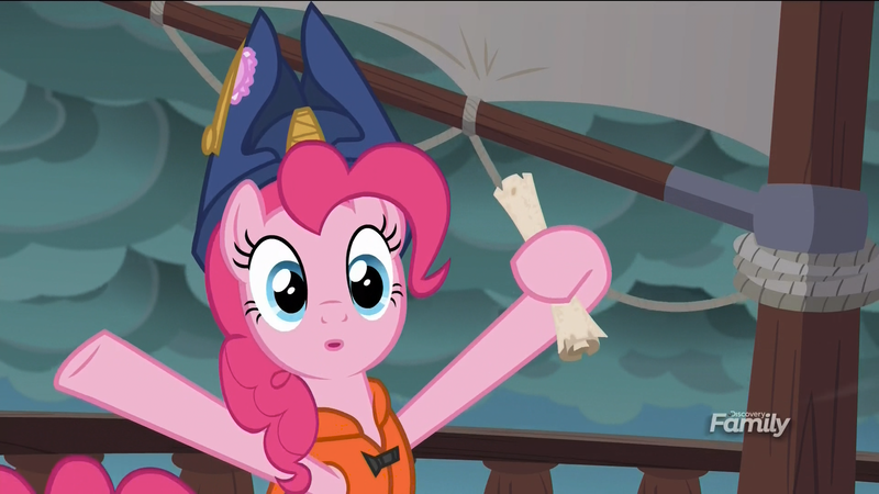 Size: 1920x1080 | Tagged: safe, derpibooru import, screencap, pinkie pie, pony, ppov, bicorne, captain pinkie, hat, map, pirate hat, solo