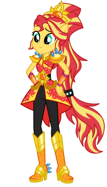 Size: 2000x3500 | Tagged: safe, artist:mixiepie, derpibooru import, sunset shimmer, equestria girls, legend of everfree, alternate hairstyle, clothes, crystal guardian, cute, geode of empathy, magical geodes, ponied up, shimmerbetes, simple background, smiling, solo, transparent background, vector