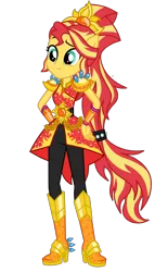 Size: 2000x3500 | Tagged: safe, artist:mixiepie, derpibooru import, sunset shimmer, equestria girls, legend of everfree, alternate hairstyle, clothes, crystal guardian, cute, geode of empathy, magical geodes, ponied up, shimmerbetes, simple background, smiling, solo, transparent background, vector