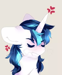 Size: 1024x1235 | Tagged: safe, artist:princesstiramichyuu, derpibooru import, shining armor, cross-popping veins, eyes closed, gritted teeth, snorting, solo