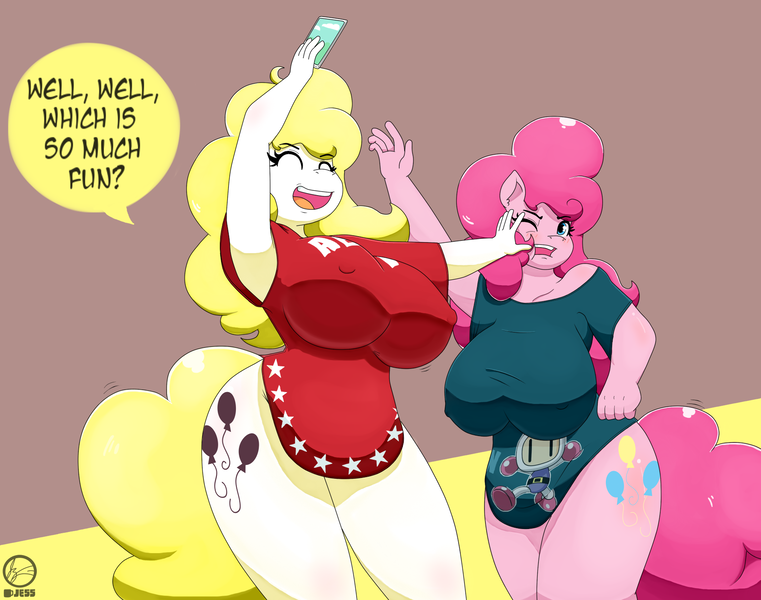 Size: 1800x1420 | Tagged: anthro, artist:jessesmash32, big breasts, bomberman, bottomless, breasts, busty pinkie pie, busty surprise, clothes, derpibooru import, erect nipples, female, huge breasts, mobile phone, nipple outline, phone, pinkie pie, questionable, shirt, smartphone, surprise