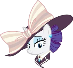 Size: 1000x932 | Tagged: safe, artist:cheezedoodle96, derpibooru import, rarity, pony, unicorn, ppov, alternate hairstyle, bow, bust, clothes, female, giant hat, hat, lidded eyes, looking at you, mare, portrait, raristocrat, rose dewitt bukater, simple background, solo, sun hat, titanic, transparent background, vector