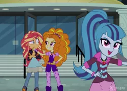 Size: 919x660 | Tagged: safe, artist:wubcakeva, derpibooru import, adagio dazzle, sonata dusk, sunset shimmer, equestria girls, rainbow rocks, canterlot high, female, lesbian, shipping, sunsagio, trio