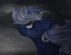 Size: 2915x2260 | Tagged: safe, artist:ognevitsa, derpibooru import, oc, oc:silverlay, unofficial characters only, pony, crying, dark, female, mare, night, rain, sad, solo