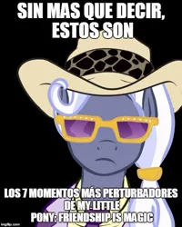 Size: 500x625 | Tagged: black background, cowboy hat, derpibooru import, dross, dross rotzank, hat, hoity toity, image macro, meme, safe, simple background, solo, spanish