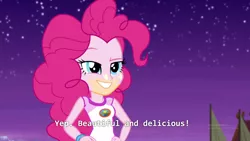 Size: 1920x1080 | Tagged: safe, derpibooru import, edit, edited screencap, screencap, pinkie pie, equestria girls, legend of everfree, activate windows, caption, netflix, out of context, solo, subtitles