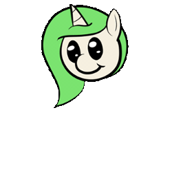 Size: 300x300 | Tagged: safe, artist:thevioletyoshi, derpibooru import, oc, oc:aurora horse, unofficial characters only, pony, unicorn, animated, bouncing, bust, chibi, disembodied head, gif, head, portrait, smiling, solo, wingding eyes