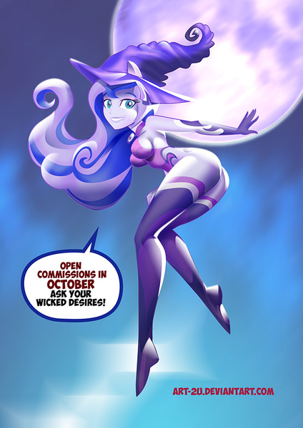 Size: 636x900 | Tagged: suggestive, artist:art-2u, derpibooru import, princess luna, equestria girls, ass, breasts, busty princess luna, butt, female, leotard, moonbutt, ponied up, sideboob, solo, solo female, thigh boots, thong leotard, vice principal luna, vice principal moonbutt, witch