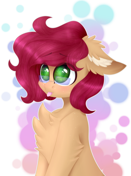 Size: 2402x3220 | Tagged: safe, artist:nillomika, derpibooru import, oc, unofficial characters only, blushing, chest fluff, glasses, solo, tongue out