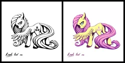 Size: 7980x4040 | Tagged: absurd resolution, artist:roadsleadme, derpibooru import, fluttershy, looking back, pair, plot, safe, simple background, solo, spread wings, .svg available, vector, white background