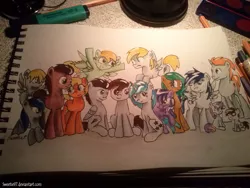 Size: 2560x1920 | Tagged: safe, artist:sweeterwho, derpibooru import, pipsqueak, sweetie belle, oc, oc:moonlight flare, oc:sweetie, pony, friends, photo, traditional art