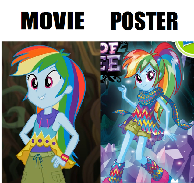 Size: 1272x1198 | Tagged: safe, derpibooru import, edit, edited screencap, screencap, rainbow dash, equestria girls, legend of everfree, box art, camp fashion show outfit, comparison, false advertisement, rainbow dash always dresses in style