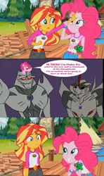 Size: 1366x2304 | Tagged: safe, derpibooru import, edit, edited screencap, screencap, pinkie pie, sunset shimmer, equestria girls, legend of everfree, discovery kids, hot nuts, megatron, meme, starscream, sunset sees things, transformers, transformers prime