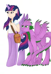 Size: 5647x8224 | Tagged: absurd resolution, alicorn, artist:bewarethemusicman, centaur, centaur twilight, colored claws, derpibooru import, duo, older, older spike, safe, simple background, spike, twilight sparkle, twilight sparkle (alicorn), white background, winged spike